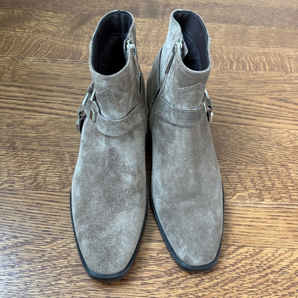 AQUATALIA Rosario Weatherproof Suede Boots Western Harness Strap Brown 6.5 - Picture 2 of 10